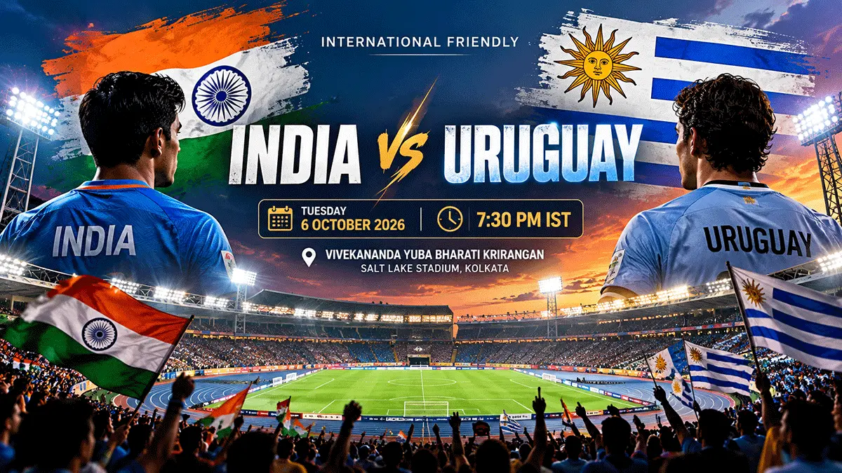 India vs Uruguay international friendly at Salt Lake Stadium Kolkata on October 6, 2026